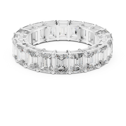 Emerald-Cut Diamond Eternity Band in a Classic Open Basket