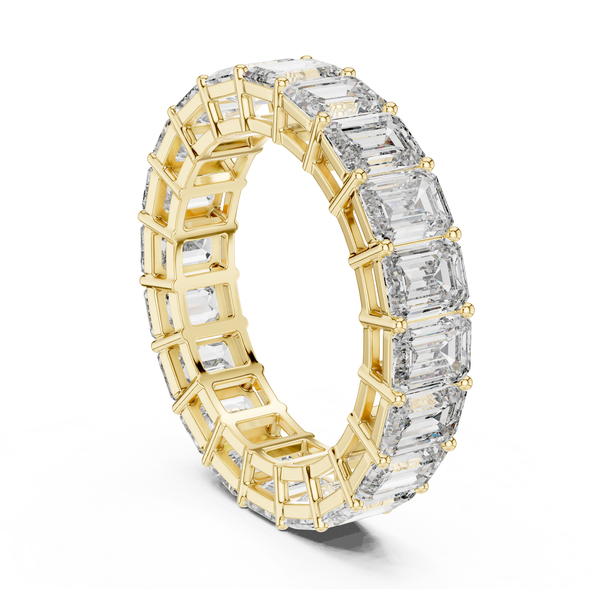 Emerald-Cut Diamond Eternity Band in a Classic Open Basket