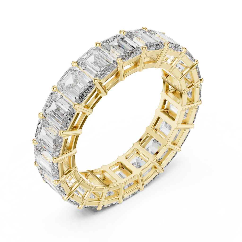 Emerald-Cut Diamond Eternity Band in a Classic Open Basket