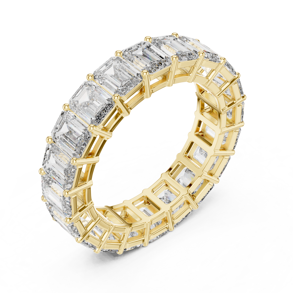 Emerald-Cut Diamond Eternity Band in a Classic Open Basket