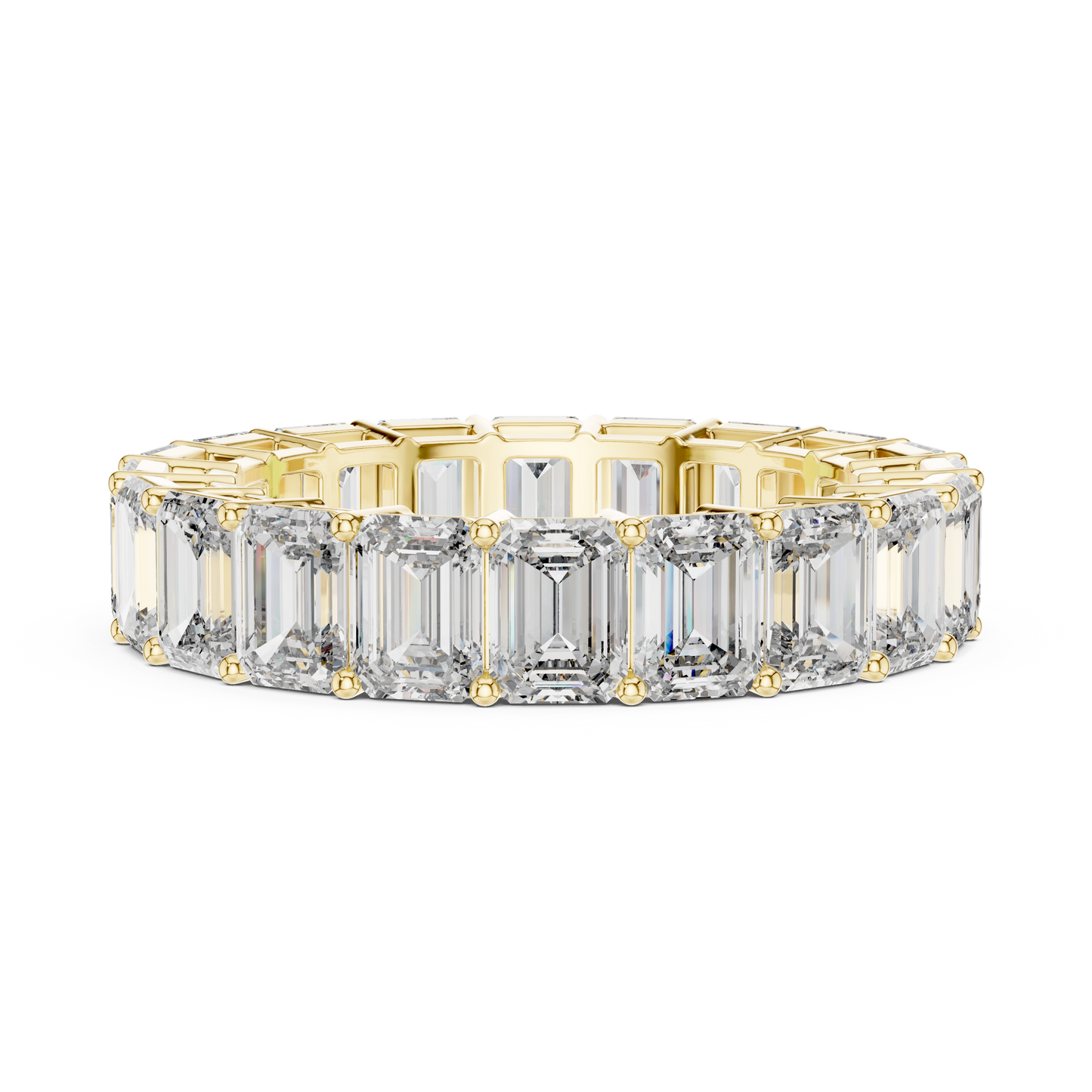 Emerald-Cut Diamond Eternity Band in a Classic Open Basket