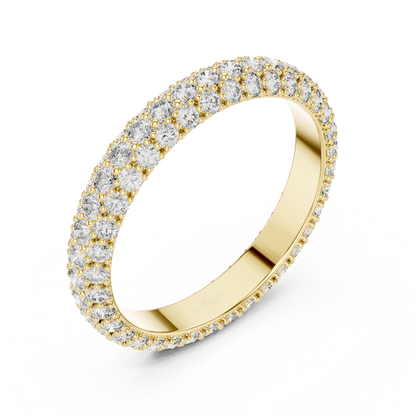 A Triple-Row Brilliance Band with Hand-Set Honeycomb Pavé