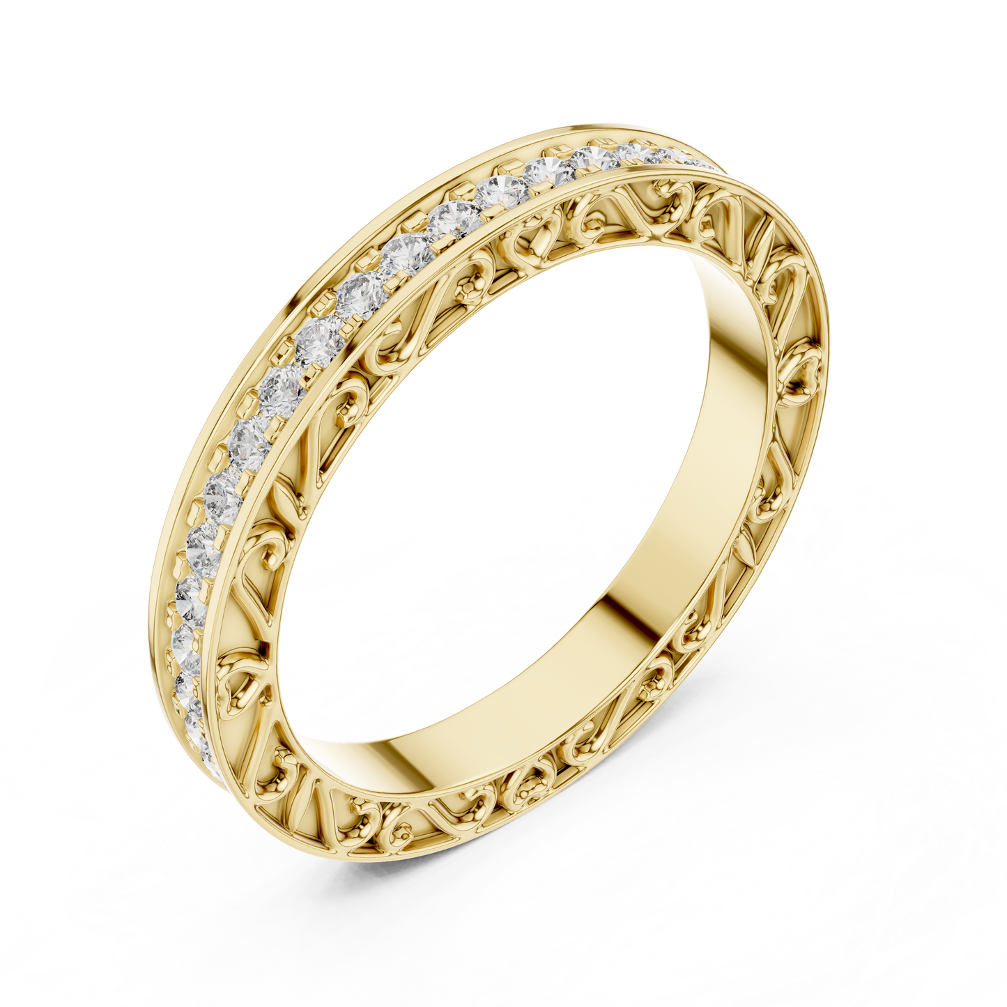 Brilliant Diamonds Enclosed in Hand-Crafted Filigree & Open-Work Scrollwork