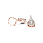 Sparkling Square Halo Diamond Leverback Earrings