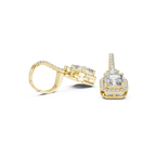 Sparkling Square Halo Diamond Leverback Earrings
