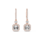 Sparkling Square Halo Diamond Leverback Earrings