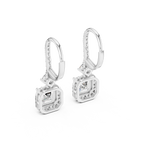 Sparkling Square Halo Diamond Leverback Earrings