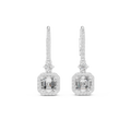 Sparkling Square Halo Diamond Leverback Earrings