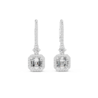 Sparkling Square Halo Diamond Leverback Earrings