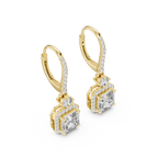 Sparkling Square Halo Diamond Leverback Earrings