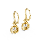 Sparkling Square Halo Diamond Leverback Earrings