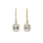 Sparkling Square Halo Diamond Leverback Earrings