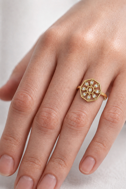 Delicate Flower Diamond Ring | Minimalist Women's Fashion Ring.