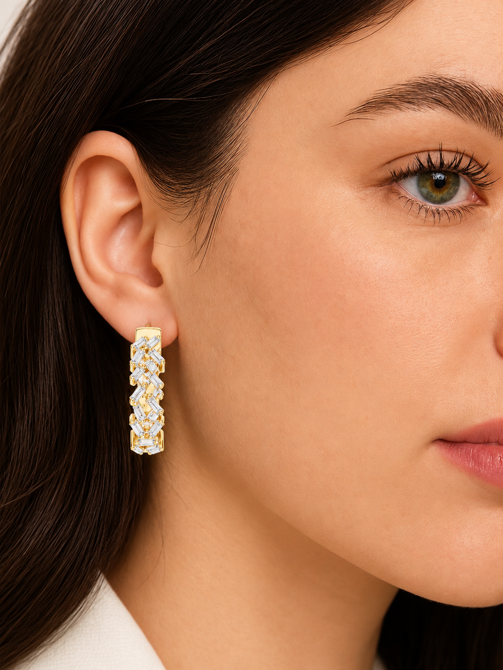 Zeloria Chevron Lab Grown Diamond Hoop Earrings.