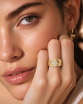 Zarellia Chevron Halo Lab Grown Diamond Ring