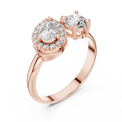 Luxury Pear Diamond Halo Ring | Gold Designer Engagement Ring.