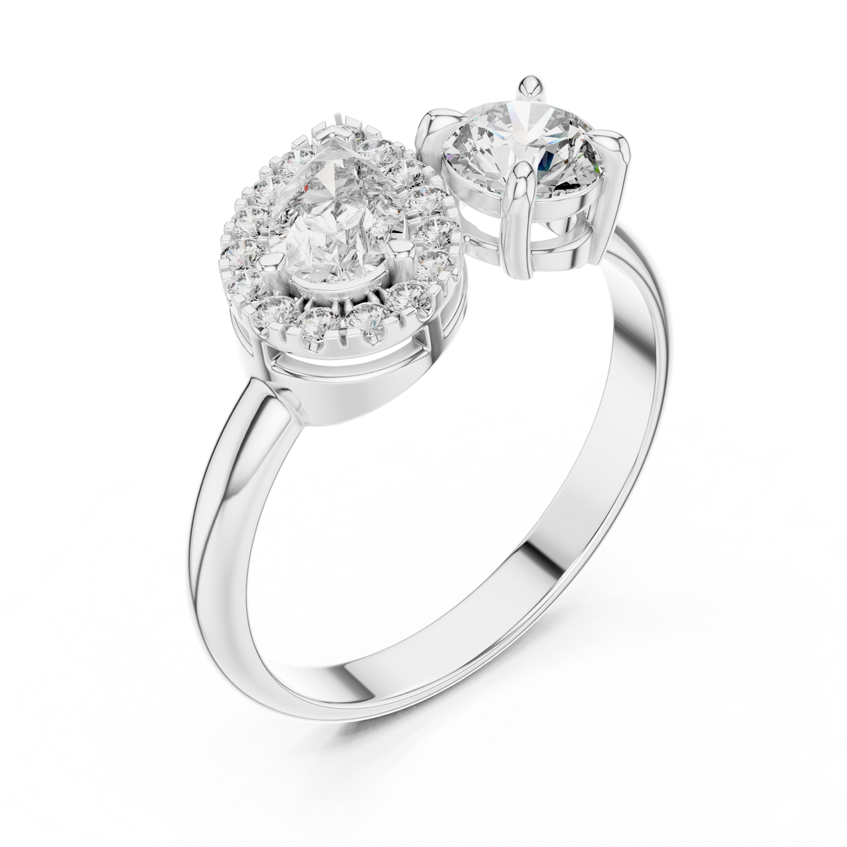 Luxury Pear Diamond Halo Ring | Gold Designer Engagement Ring.