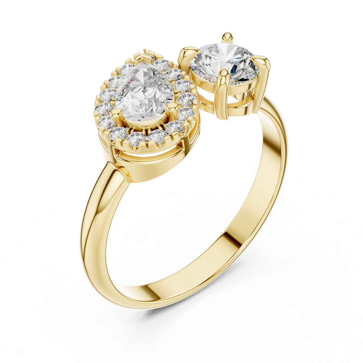 Luxury Pear Diamond Halo Ring | Gold Designer Engagement Ring.