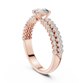 Luxury Round Diamond Engagement Ring | Double Gold Band