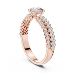 Luxury Round Diamond Engagement Ring | Double Gold Band