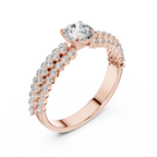 Luxury Round Diamond Engagement Ring | Double Gold Band