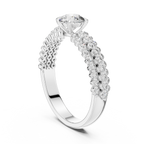 Luxury Round Diamond Engagement Ring | Double Gold Band