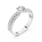 Luxury Round Diamond Engagement Ring | Double Gold Band