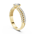 Luxury Round Diamond Engagement Ring | Double Gold Band