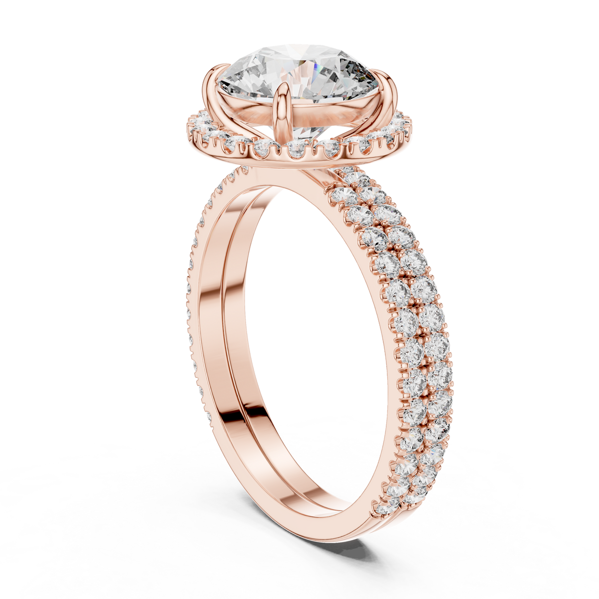 Premium Round Diamond Halo Ring | Gold Luxury Bridal Ring