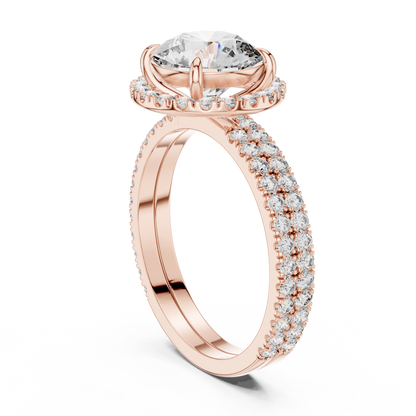 Premium Round Diamond Halo Ring | Gold Luxury Bridal Ring