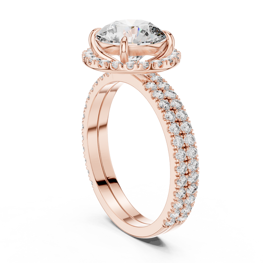 Premium Round Diamond Halo Ring | Gold Luxury Bridal Ring