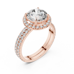 Premium Round Diamond Halo Ring | Gold Luxury Bridal Ring