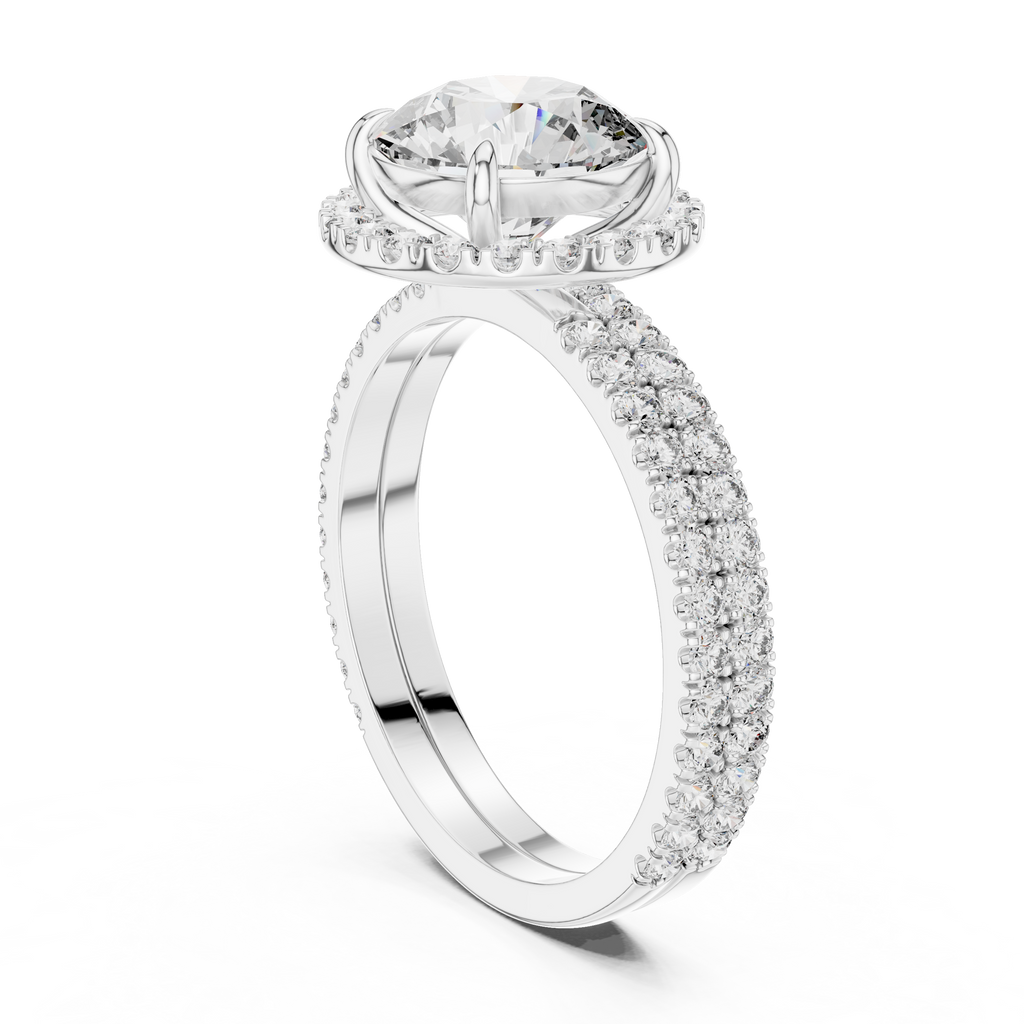 Premium Round Diamond Halo Ring | Gold Luxury Bridal Ring