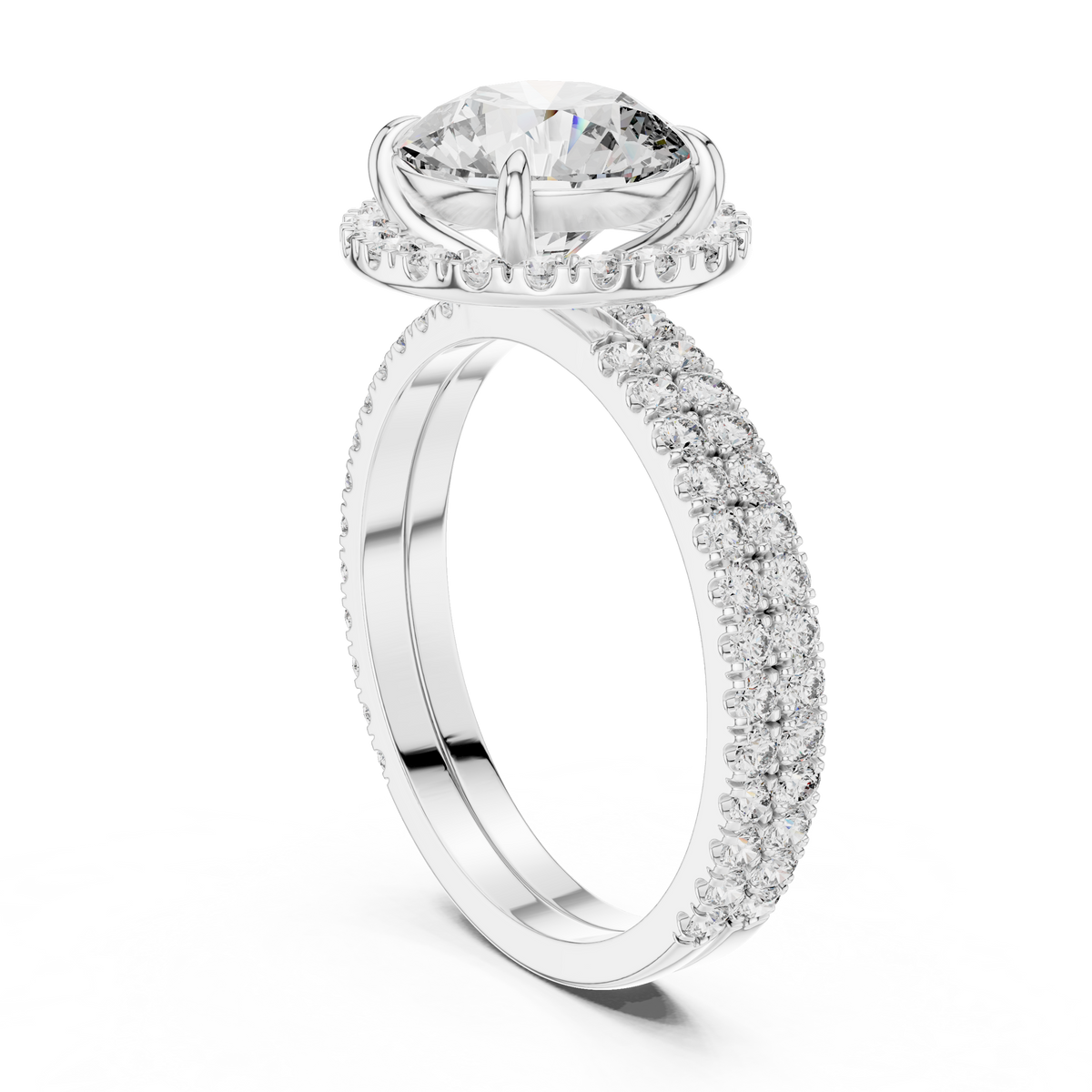Premium Round Diamond Halo Ring | Gold Luxury Bridal Ring