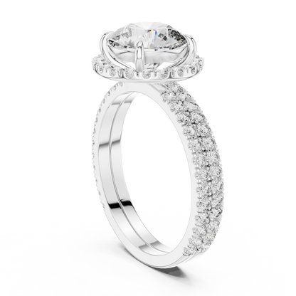 Premium Round Diamond Halo Ring | Gold Luxury Bridal Ring