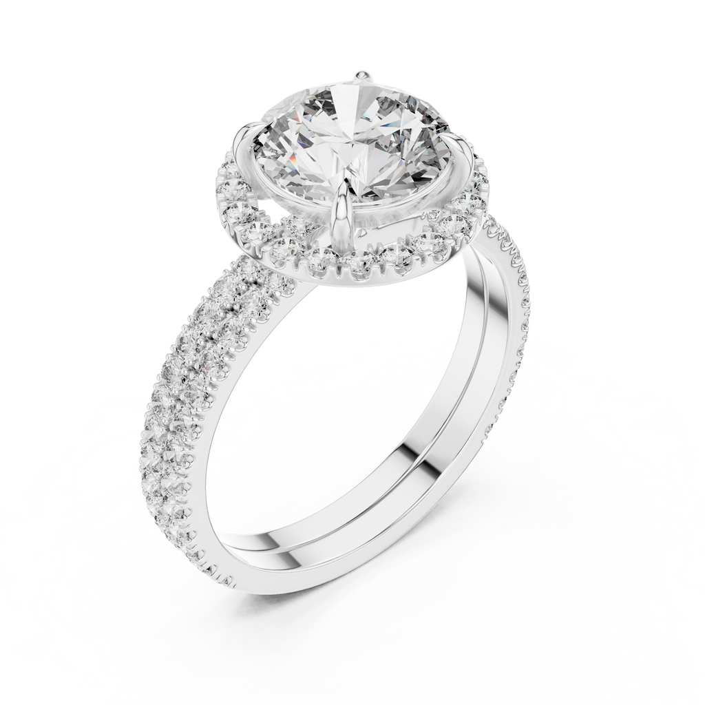 Premium Round Diamond Halo Ring | Gold Luxury Bridal Ring