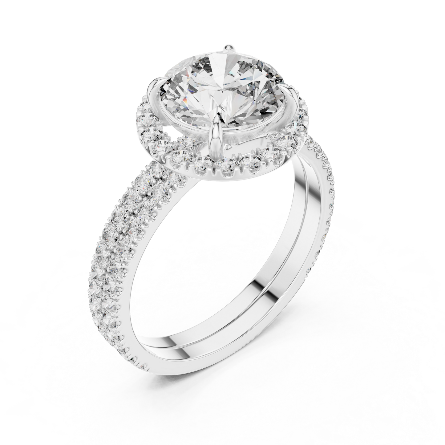 Premium Round Diamond Halo Ring | Gold Luxury Bridal Ring