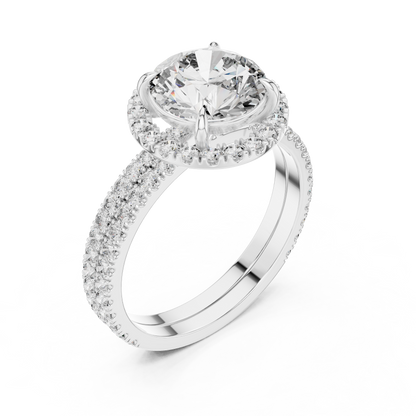 Premium Round Diamond Halo Ring | Gold Luxury Bridal Ring