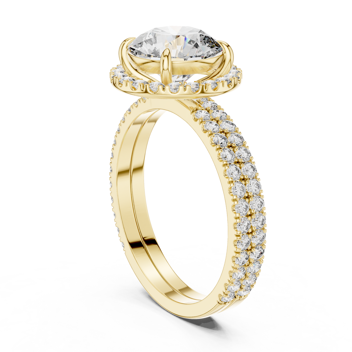 Premium Round Diamond Halo Ring | Gold Luxury Bridal Ring