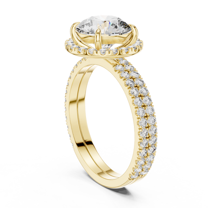 Premium Round Diamond Halo Ring | Gold Luxury Bridal Ring