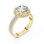 Premium Round Diamond Halo Ring | Gold Luxury Bridal Ring