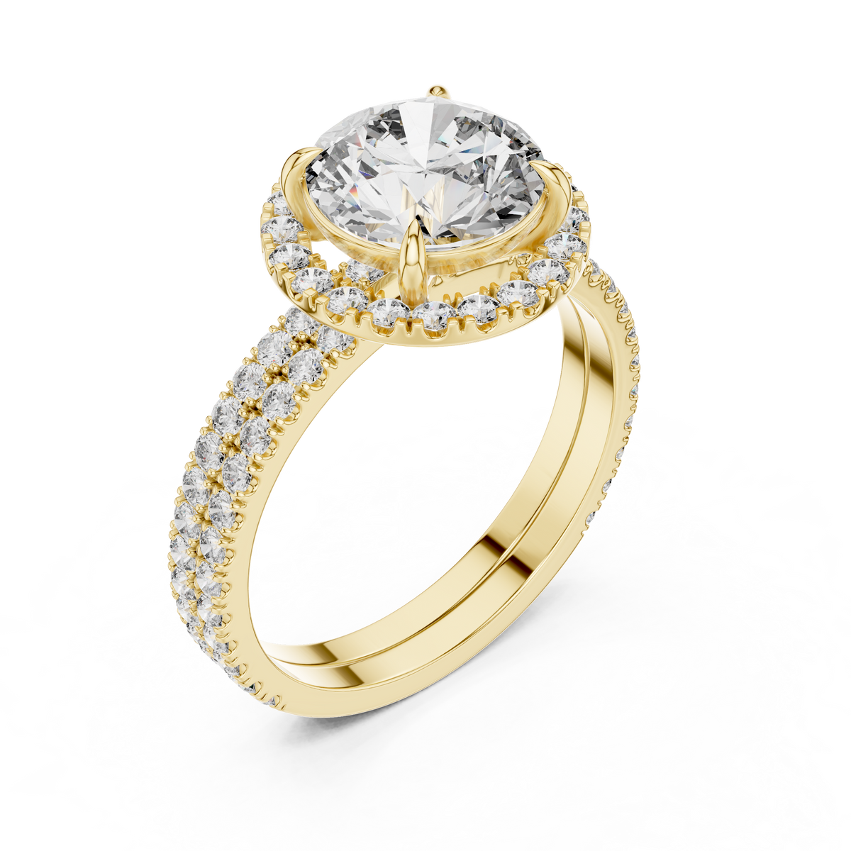 Premium Round Diamond Halo Ring | Gold Luxury Bridal Ring