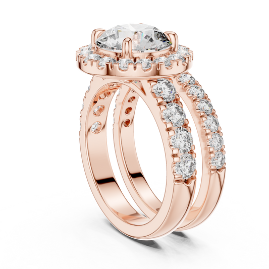 Premium Halo Diamond Wedding Ring Set.