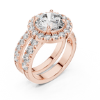 Premium Halo Diamond Wedding Ring Set.