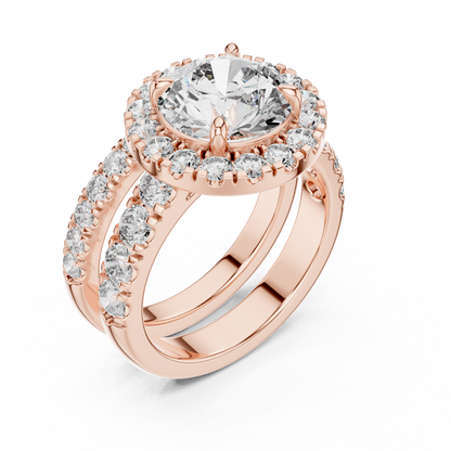 Premium Halo Diamond Wedding Ring Set.