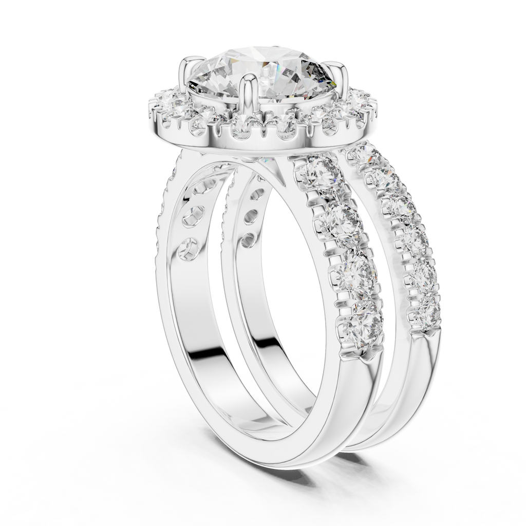 Premium Halo Diamond Wedding Ring Set.