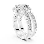 Premium Halo Diamond Wedding Ring Set.