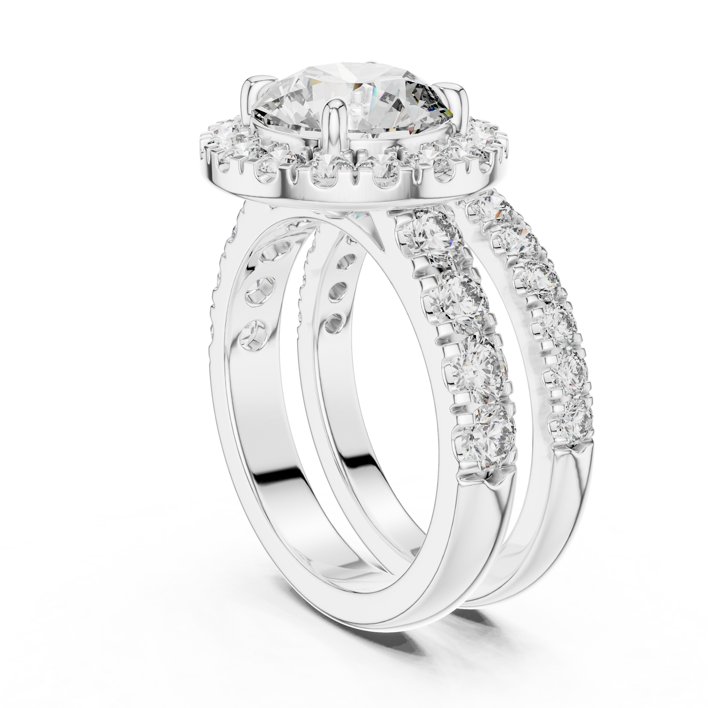 Premium Halo Diamond Wedding Ring Set.