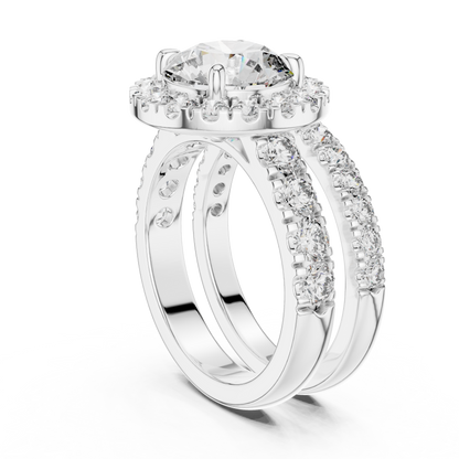 Premium Halo Diamond Wedding Ring Set.