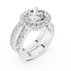 Premium Halo Diamond Wedding Ring Set.